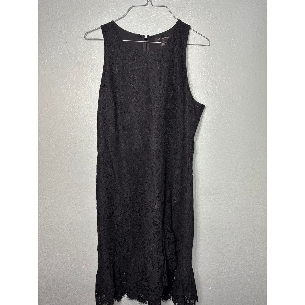 Banana Republic Black Lace Sleeveless Sheath Dress Size 10